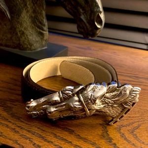 Leather Belt w/ Silver Horsehead Buckle